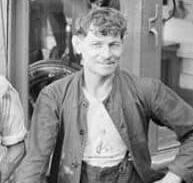 on the Strathmaree taken in September 1943 he is far right. CREDIT: Leo Whisstock